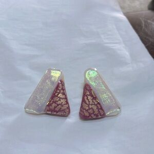 Vintage Boutique Clip On Earrings Gorgeous Pink/White Medium Weight